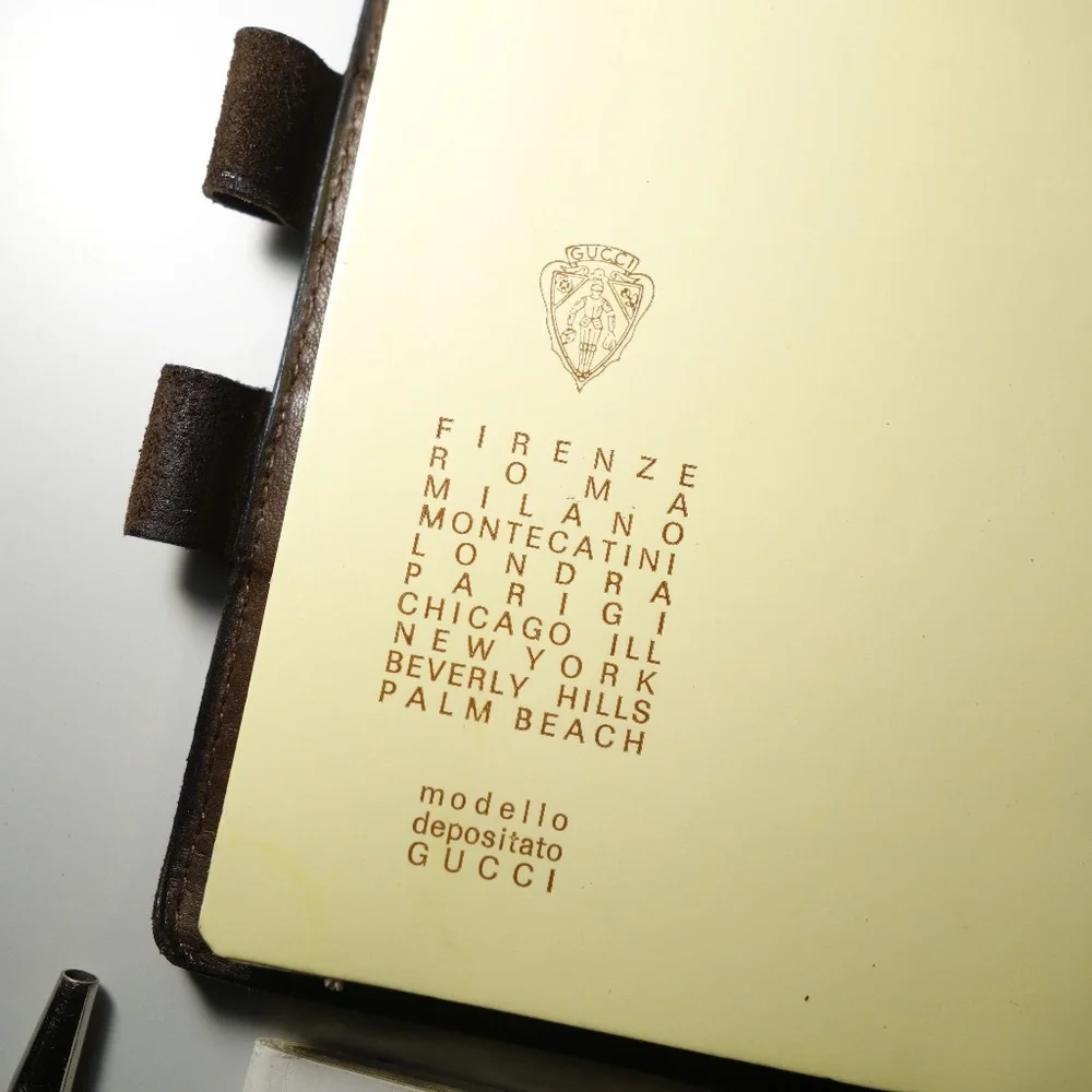 Vintage 1974 Gucci Leather Suede Mini Agenda Made In Italy With Ballpoint Pen